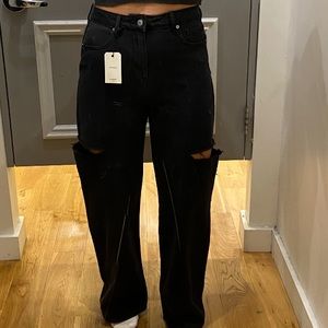 F21 90s straight leg black faded wash jeans